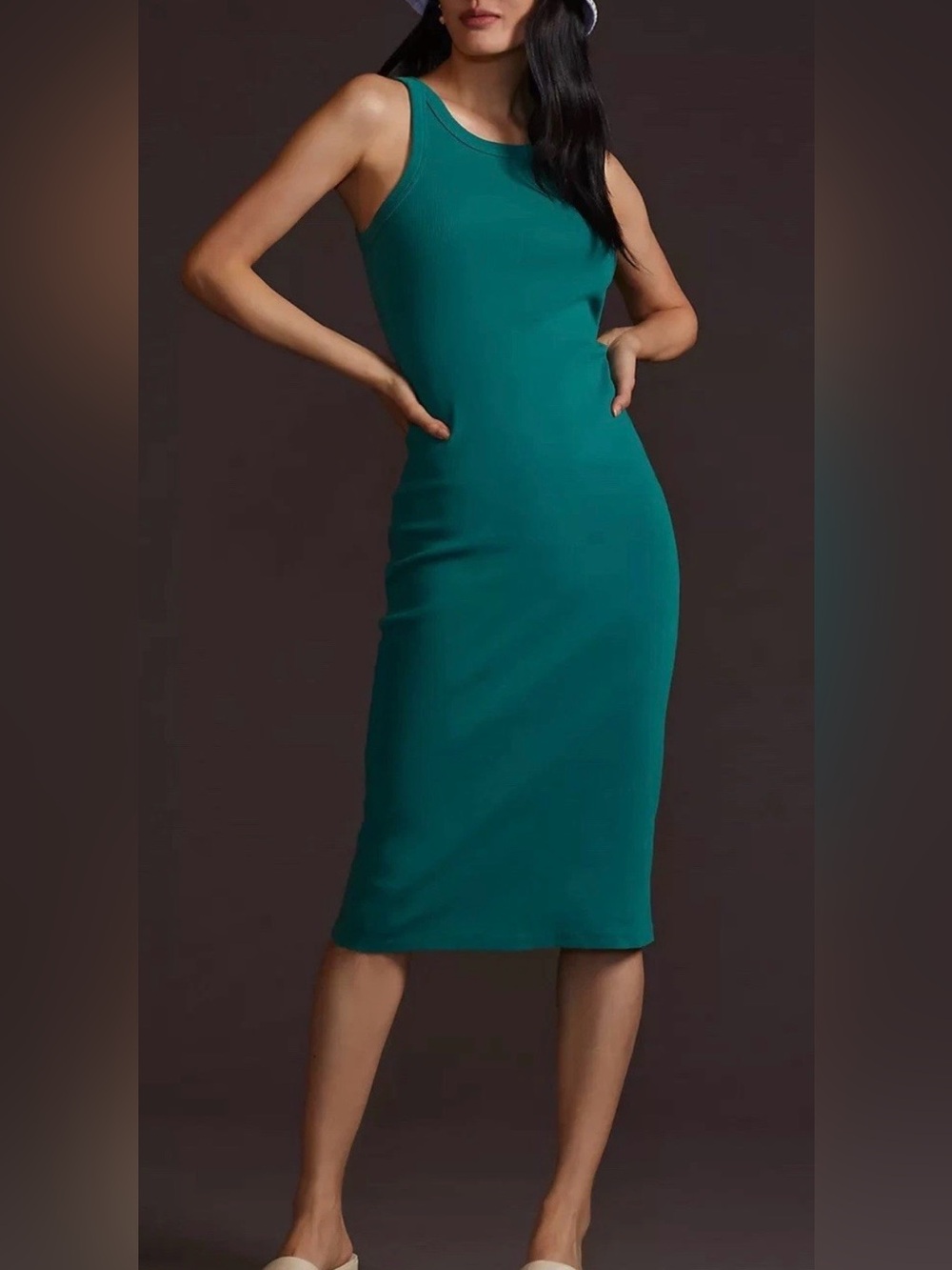 Sleeveless Teal Bodycon Midi Dress